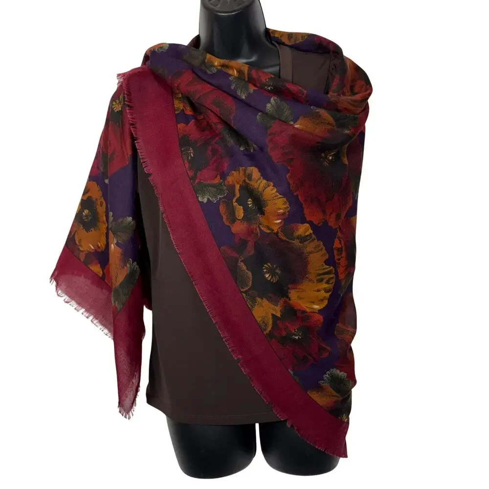 Burgundy Floral Scarf 45